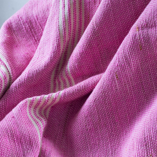 Manta Rosado con líneas Crudo - 100% Algodón - 180x130cm
