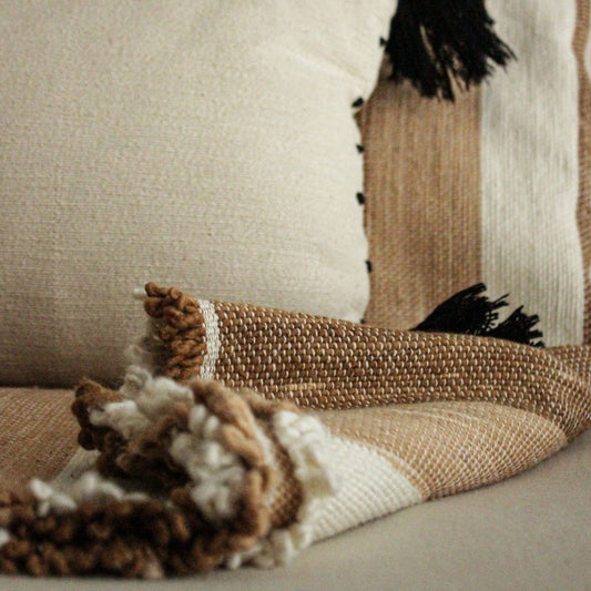 Manta Crudo con Franjas Tierra - 100% Algodón