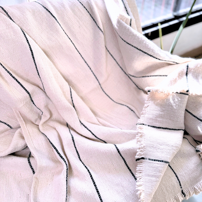 Manta Crudo con Líneas Negras - 100% Algodón 250x240 cm